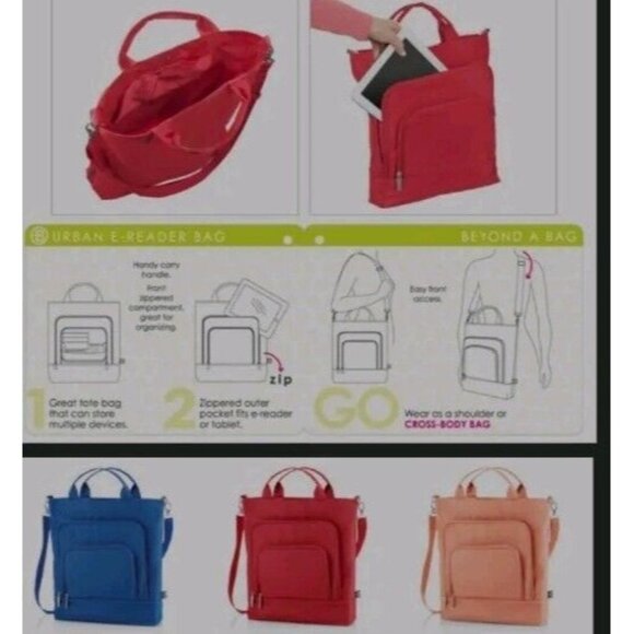 3/$20 Ganz Beyond A Bag Urban E Reader Tote Bag Cantaloupe Orange Bonus Wristlet - Picture 16 of 16